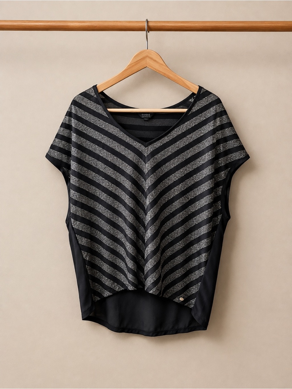 Guess Black Silver strip top in size M.